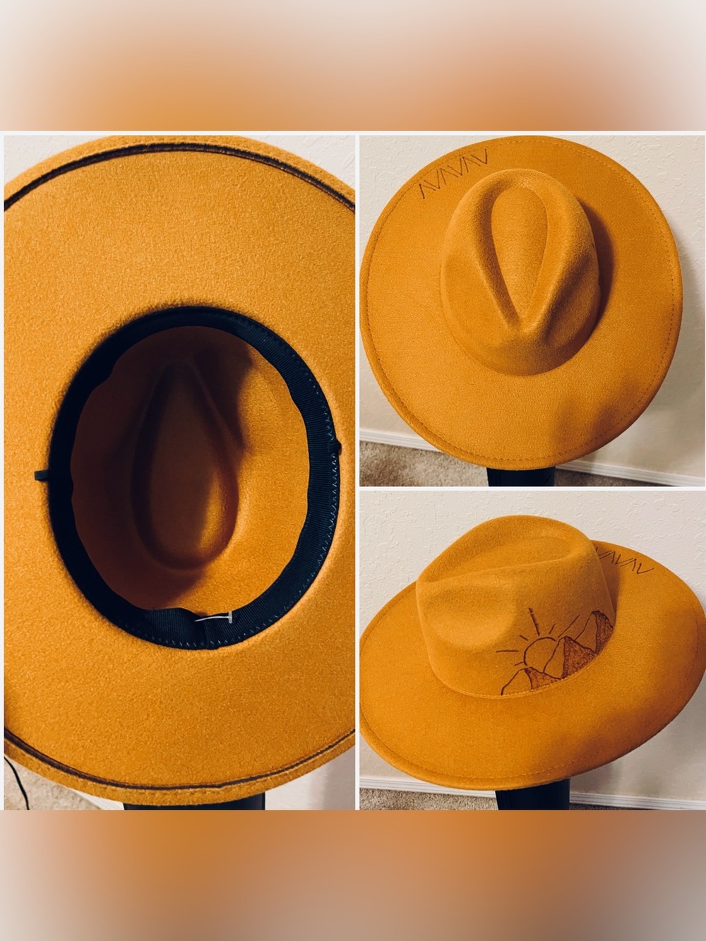 Mustard Yellow Wide Brim Felt Fedora Hat